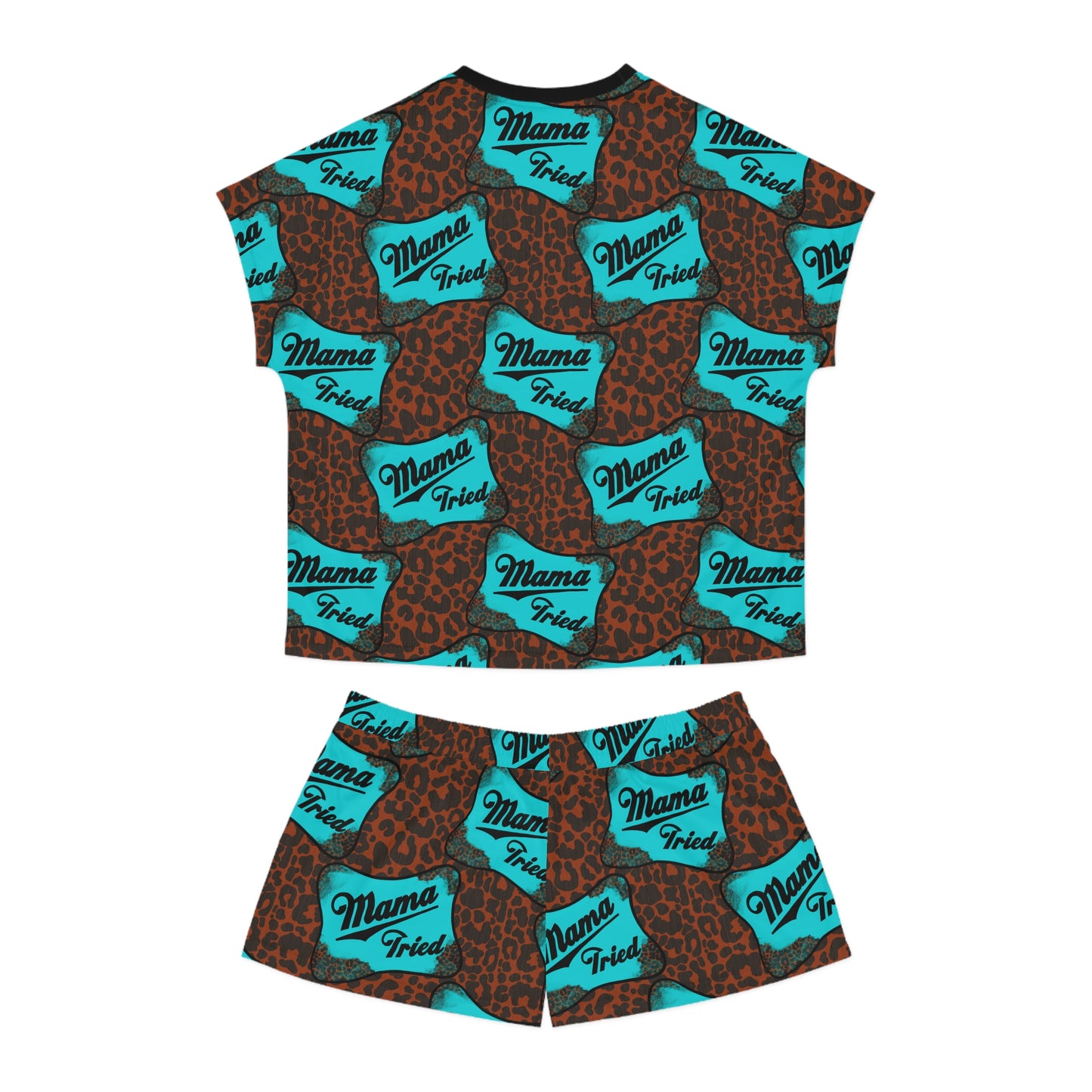 Mama Tried Leopard Print Women's Short Pajama Set