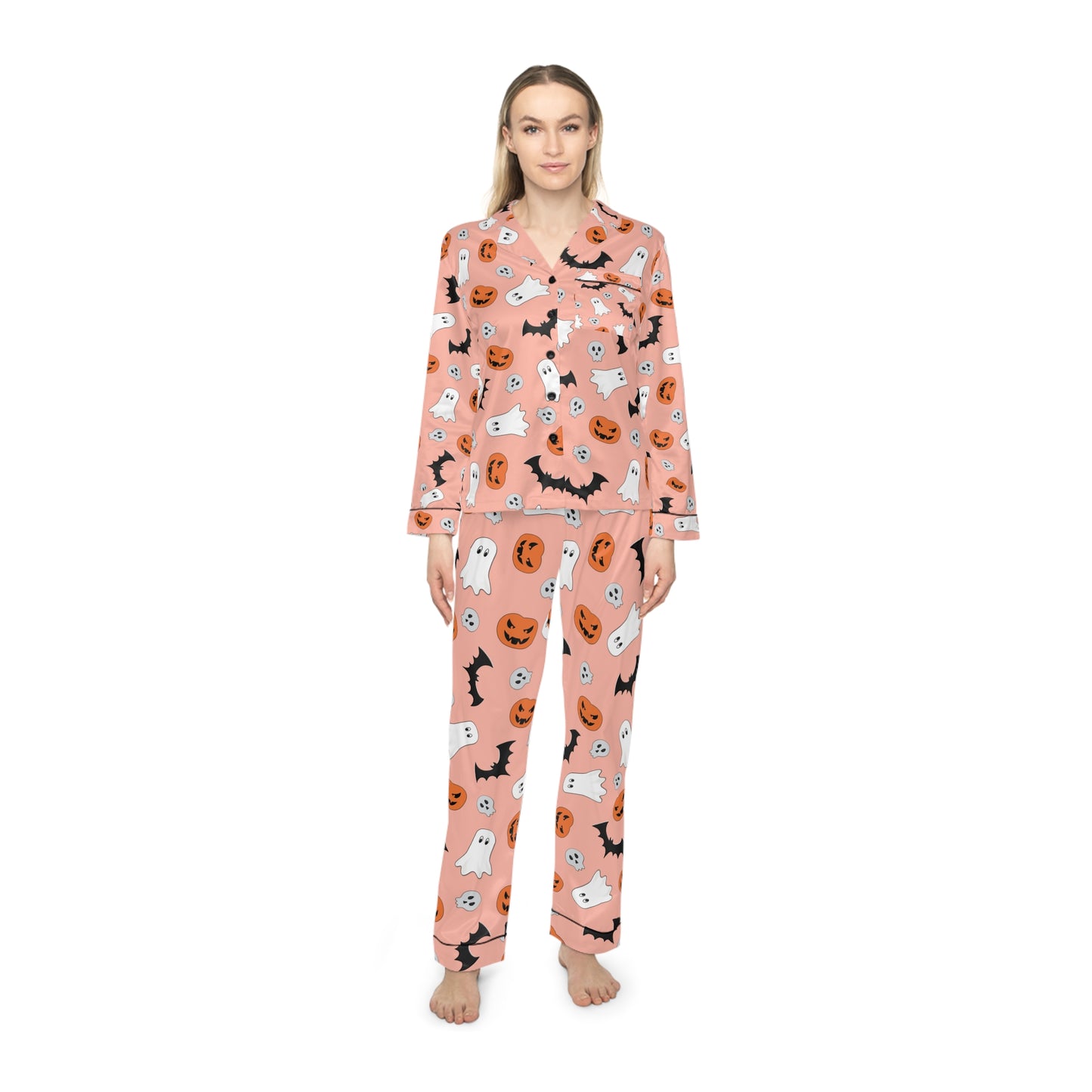 Pink Halloween Satin Pajama Set