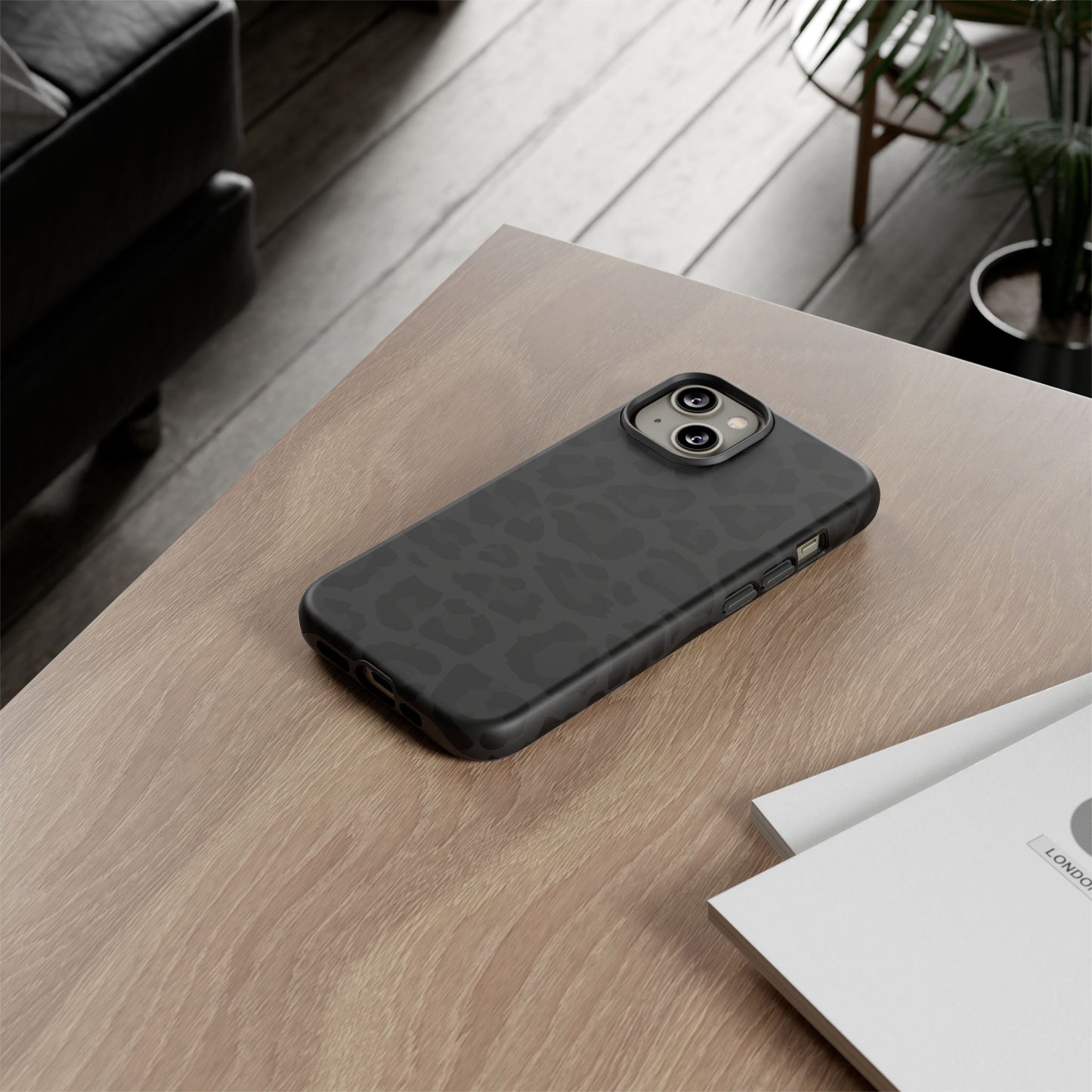 Black Leopard Print Tough Phone Case