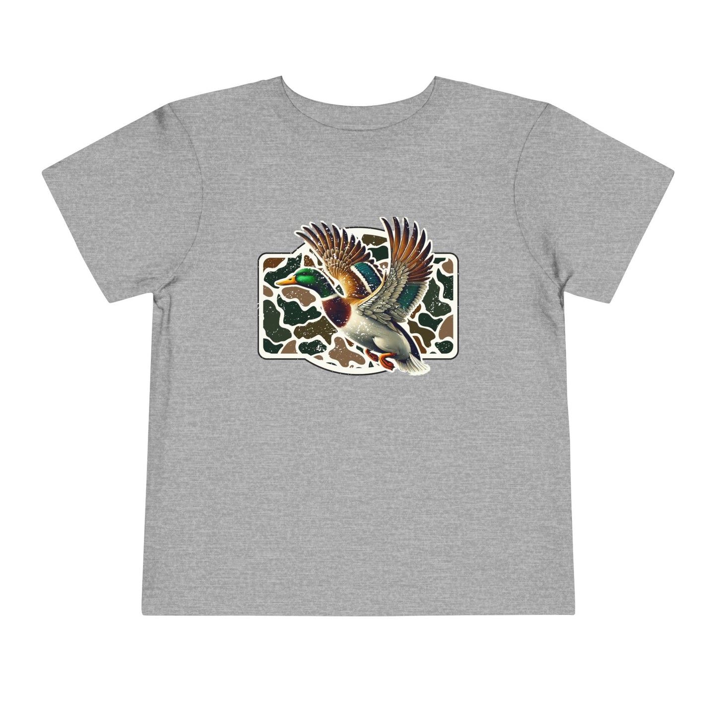 Toddler Tee — Flying Mallard Duck Graphic (Kids Hunting/Camo Outfit)