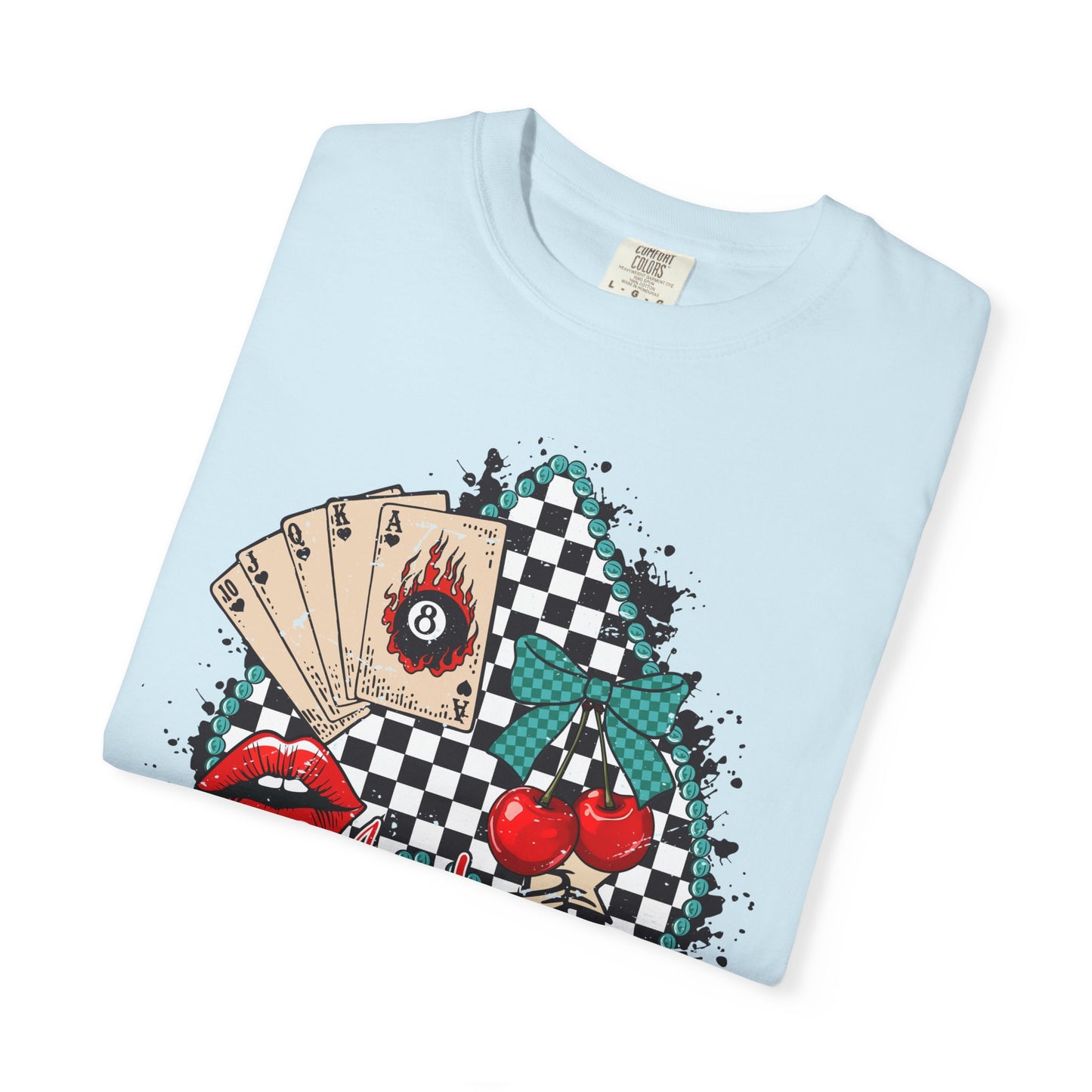 Retro Checkerboard Cherry & Cards Graphic Tee