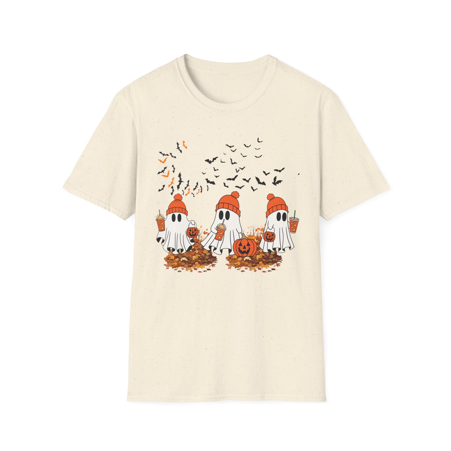 Cute Halloween Ghosts T-Shirt — Pumpkin Patch & Bats Fall Tee