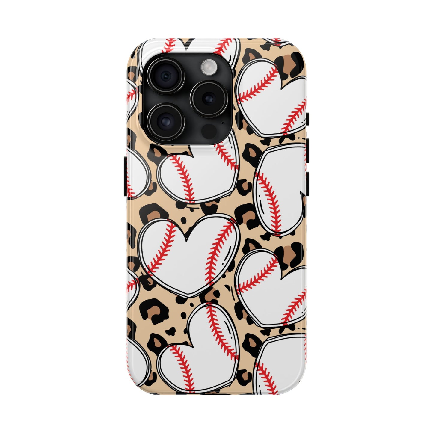 Leopard Baseball Heart Tough Phone Case