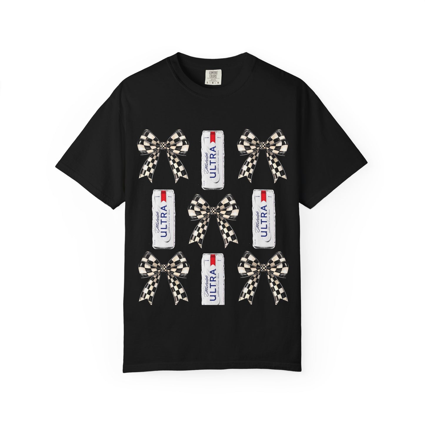 Checkered Bow & Can Graphic T-Shirt