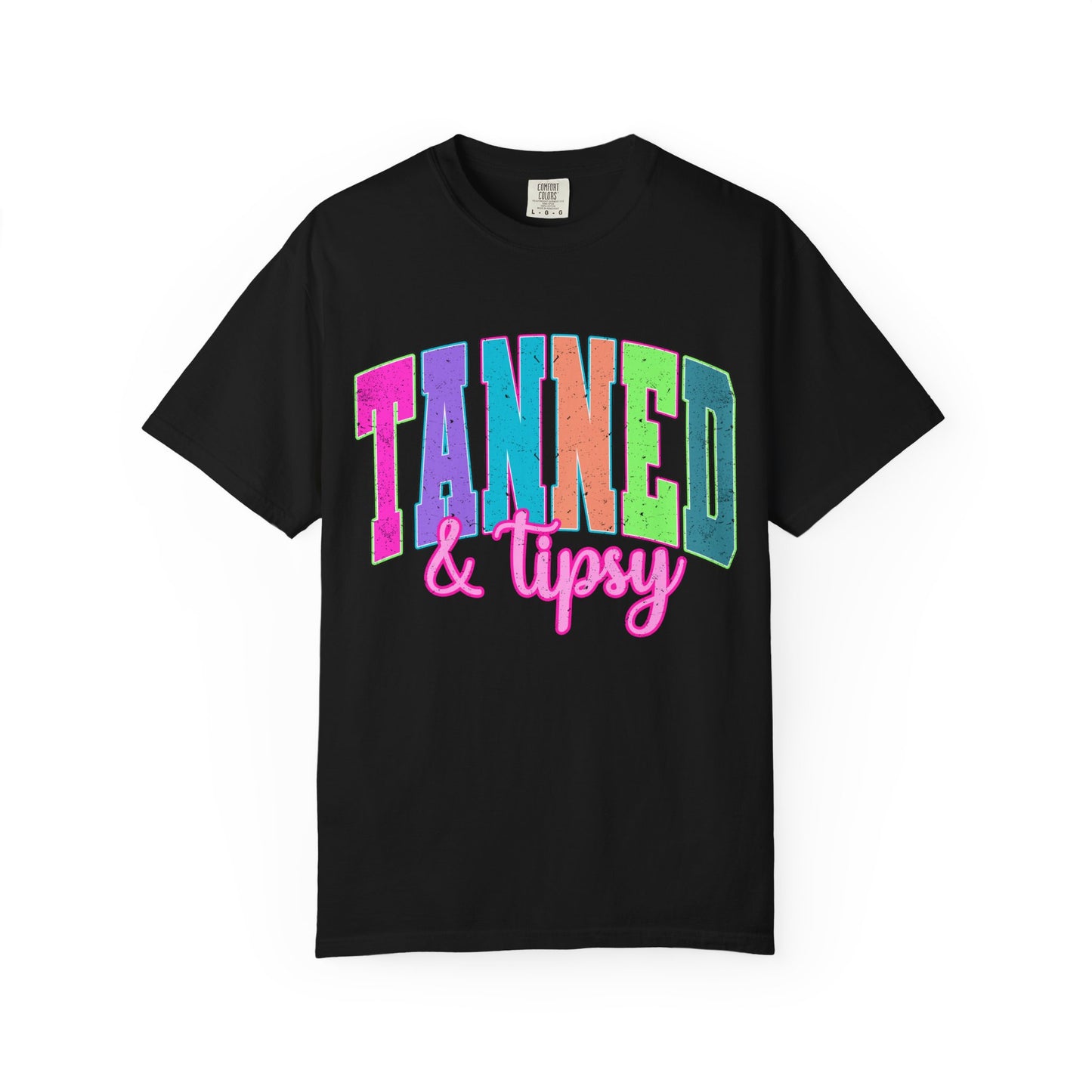 "Tanned & Tipsy" Colorful Beach Graphic Tee