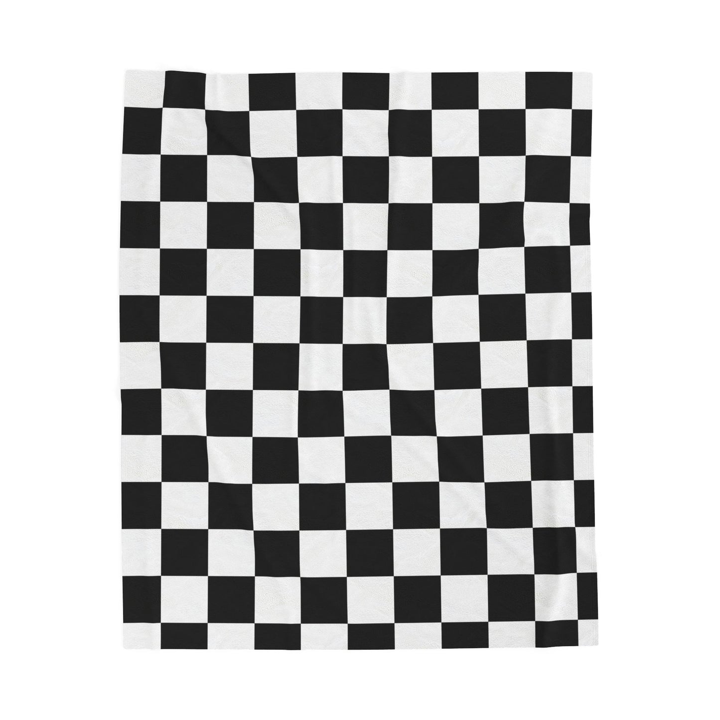 Checkerboard Velveteen Plush Blanket - Black & White Retro Grid Throw