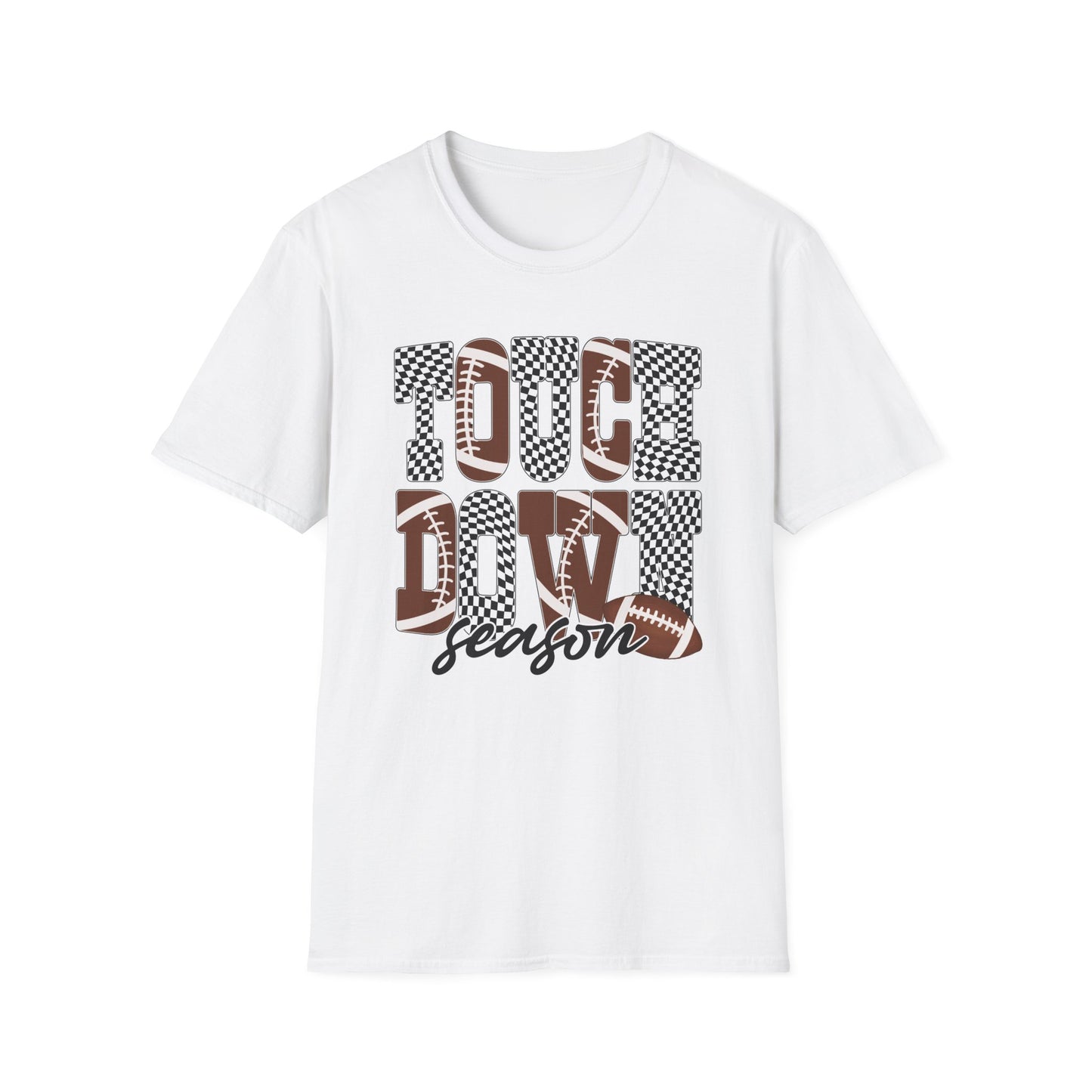 Touchdown Season T-Shirt — Plaid Football Lettering Tee