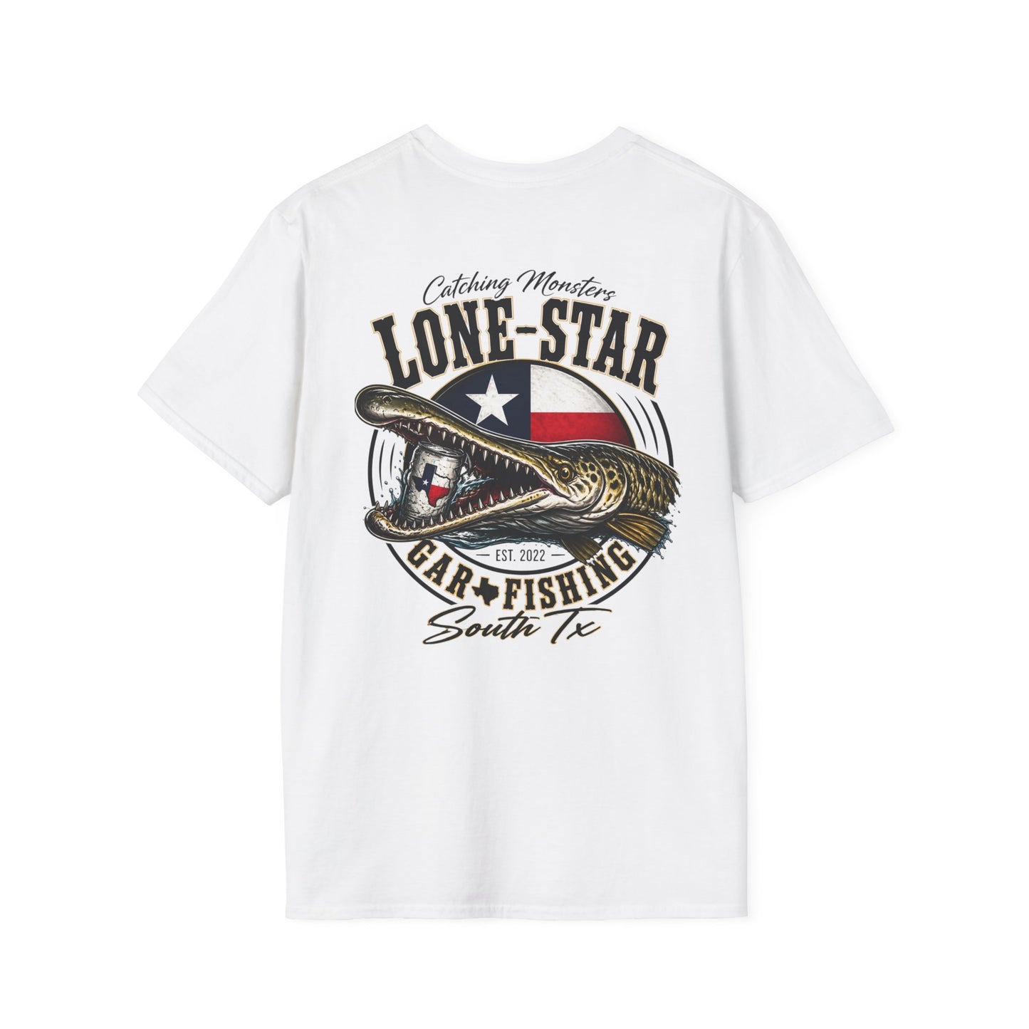 Lone-Star Fishing T-Shirt — "Catching Monster" Texas Flag Bass Shirt