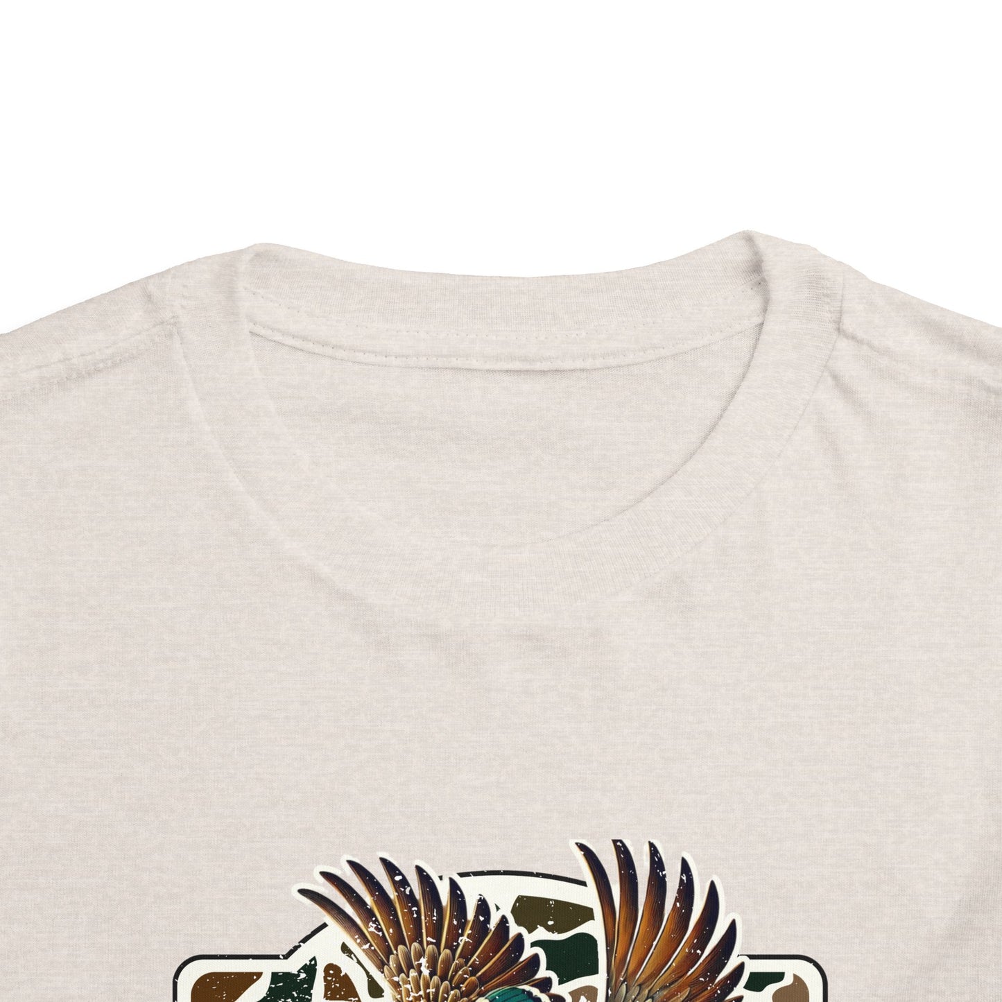 Toddler Tee — Flying Mallard Duck Graphic (Kids Hunting/Camo Outfit)