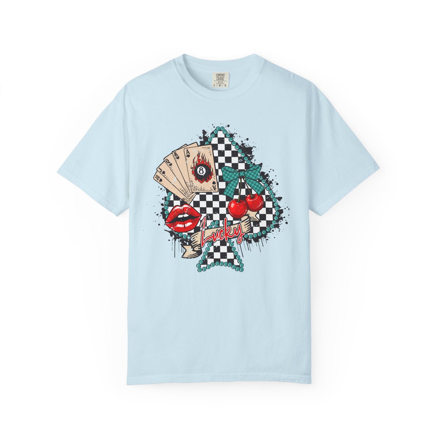 Retro Checkerboard Cherry & Cards Graphic Tee