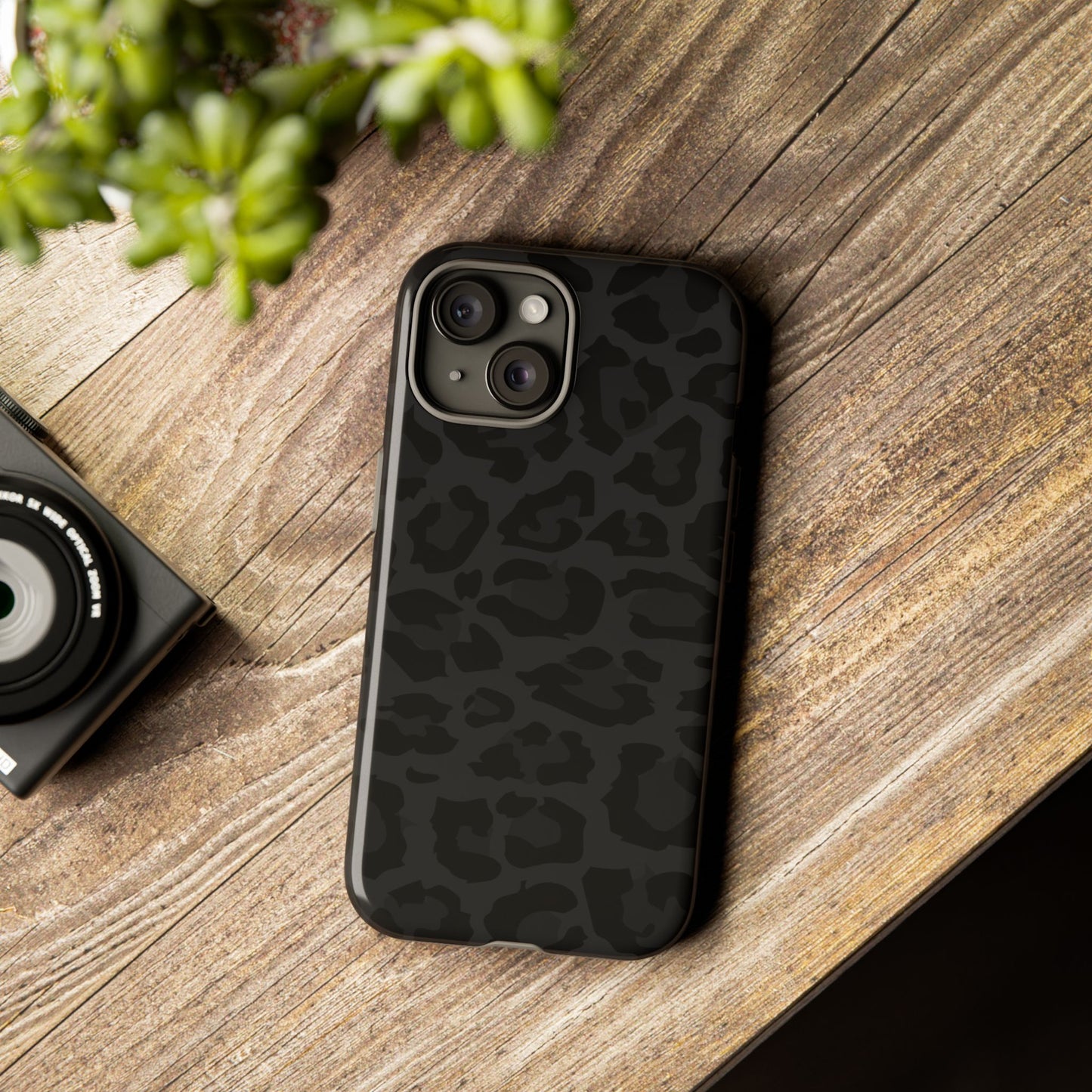 Black Leopard Print Tough Phone Case