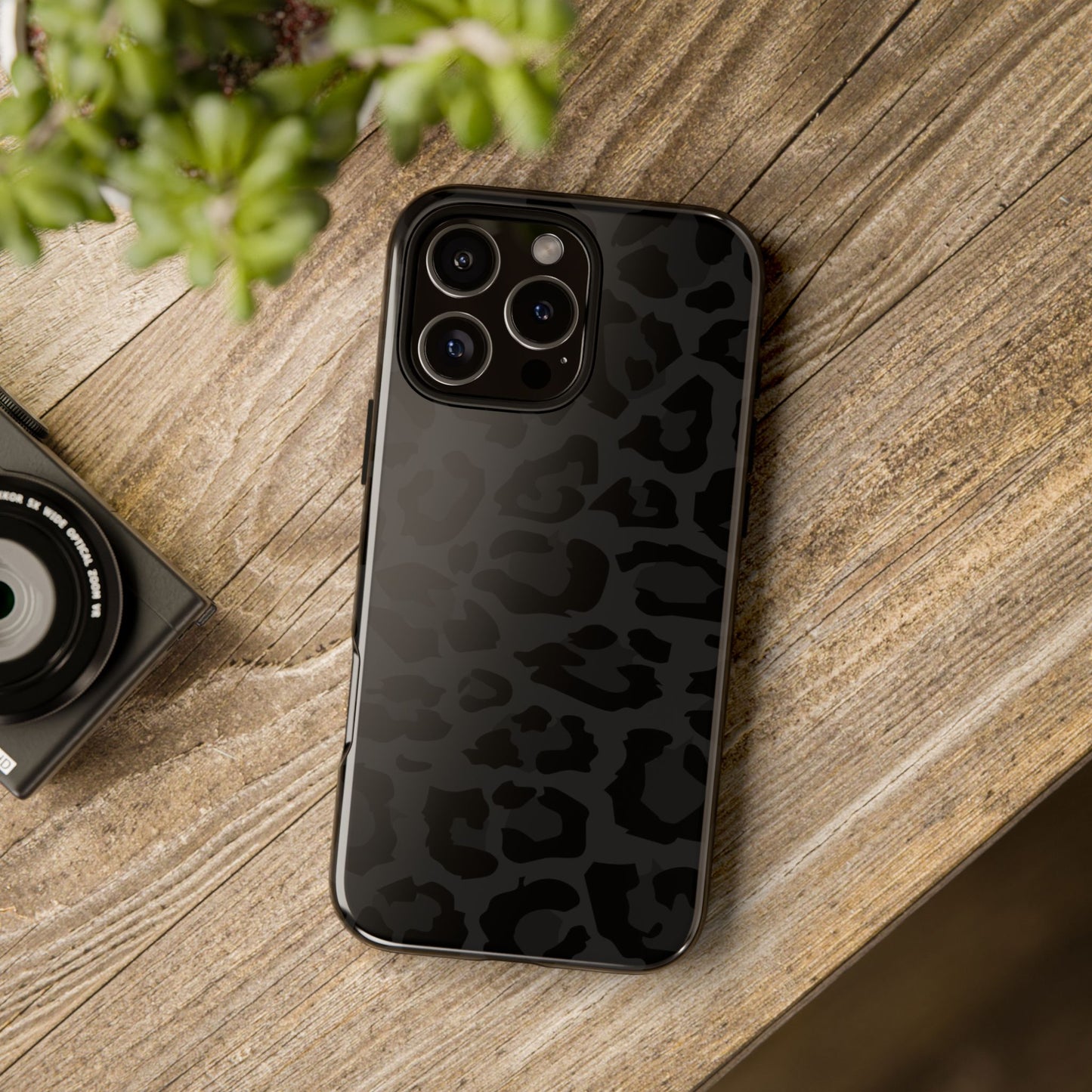 Black Leopard Print Tough Phone Case