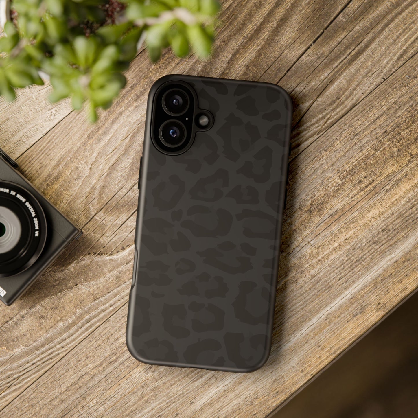 Black Leopard Print Tough Phone Case