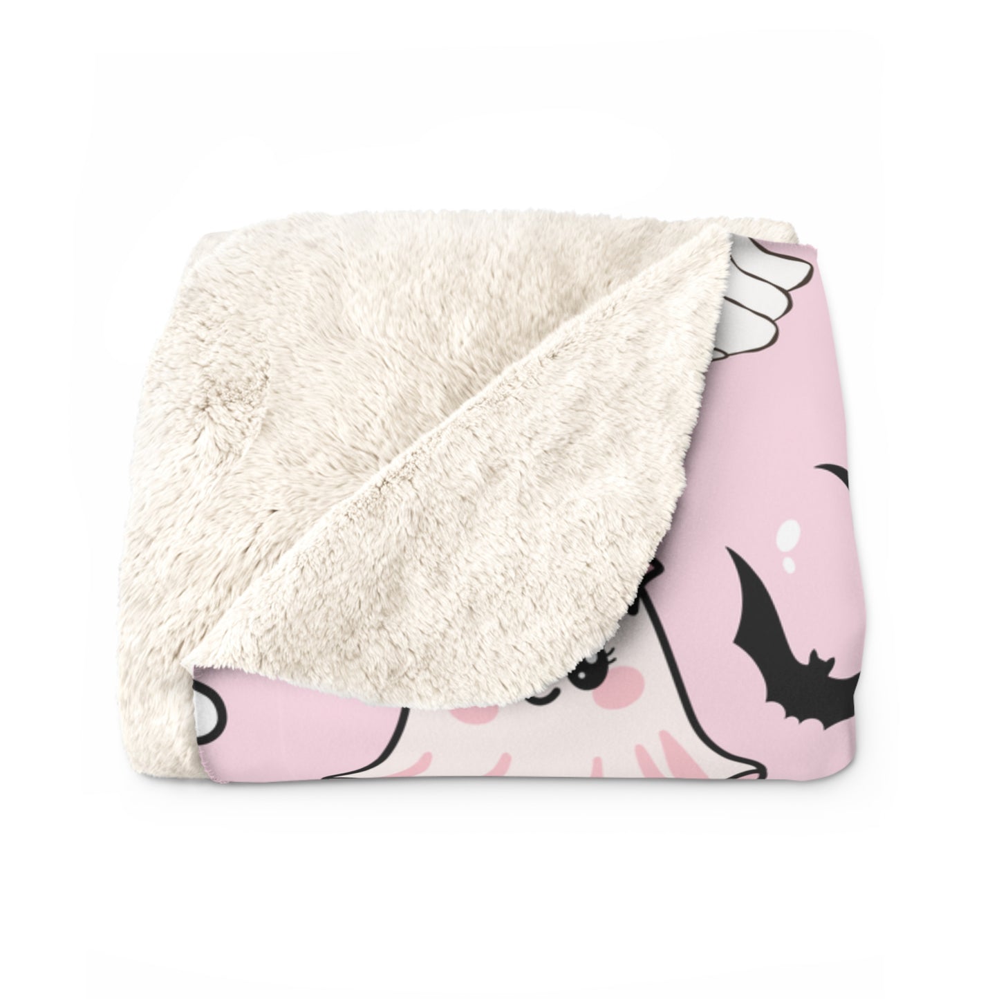Pink Halloween Ghost Sherpa Blanket