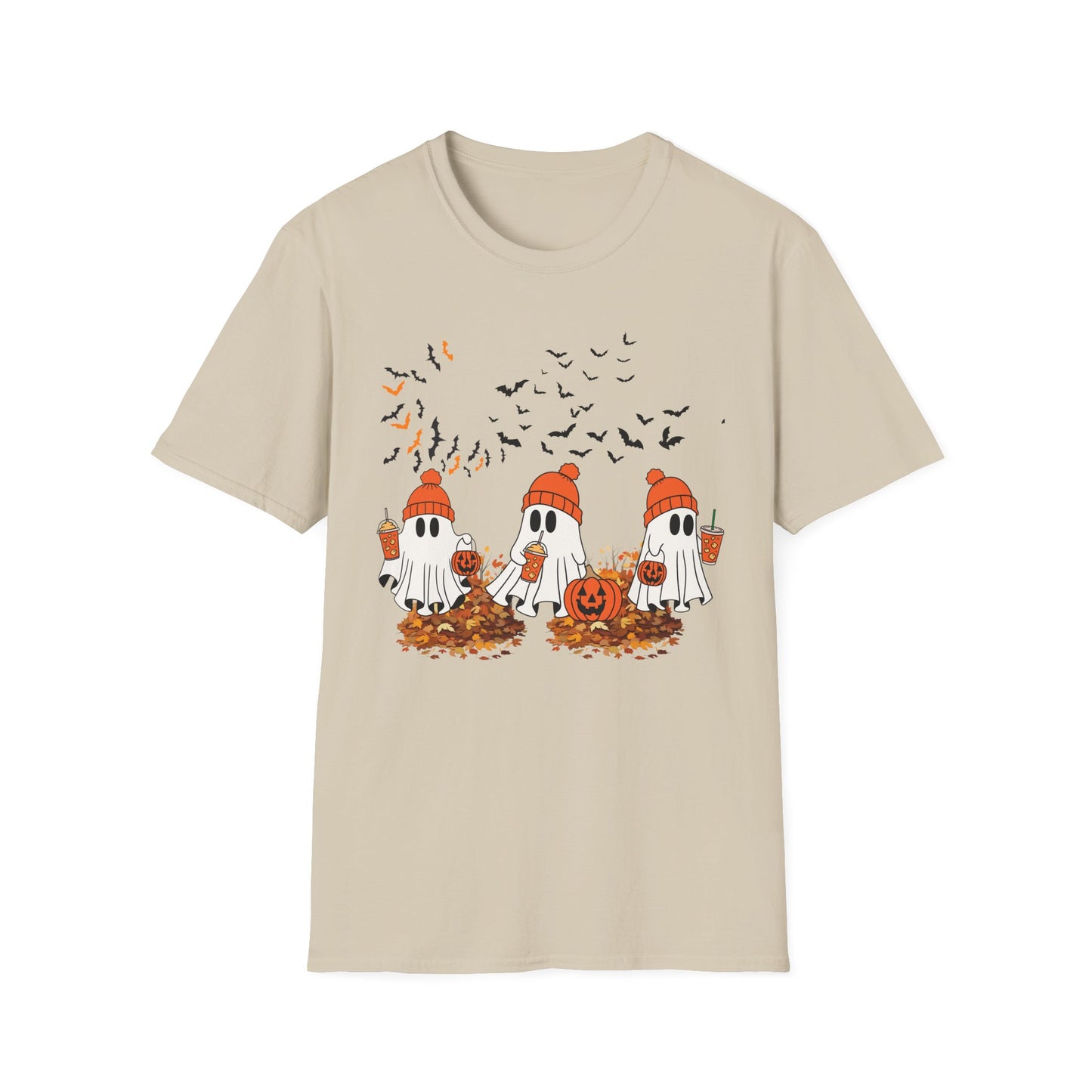Cute Halloween Ghosts T-Shirt — Pumpkin Patch & Bats Fall Tee