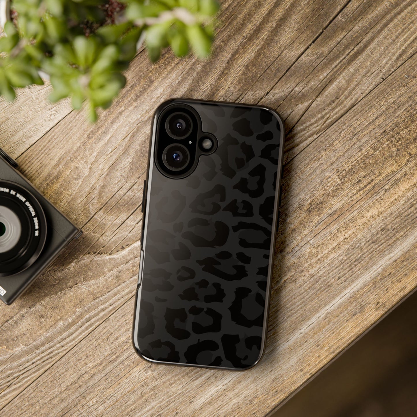 Black Leopard Print Tough Phone Case