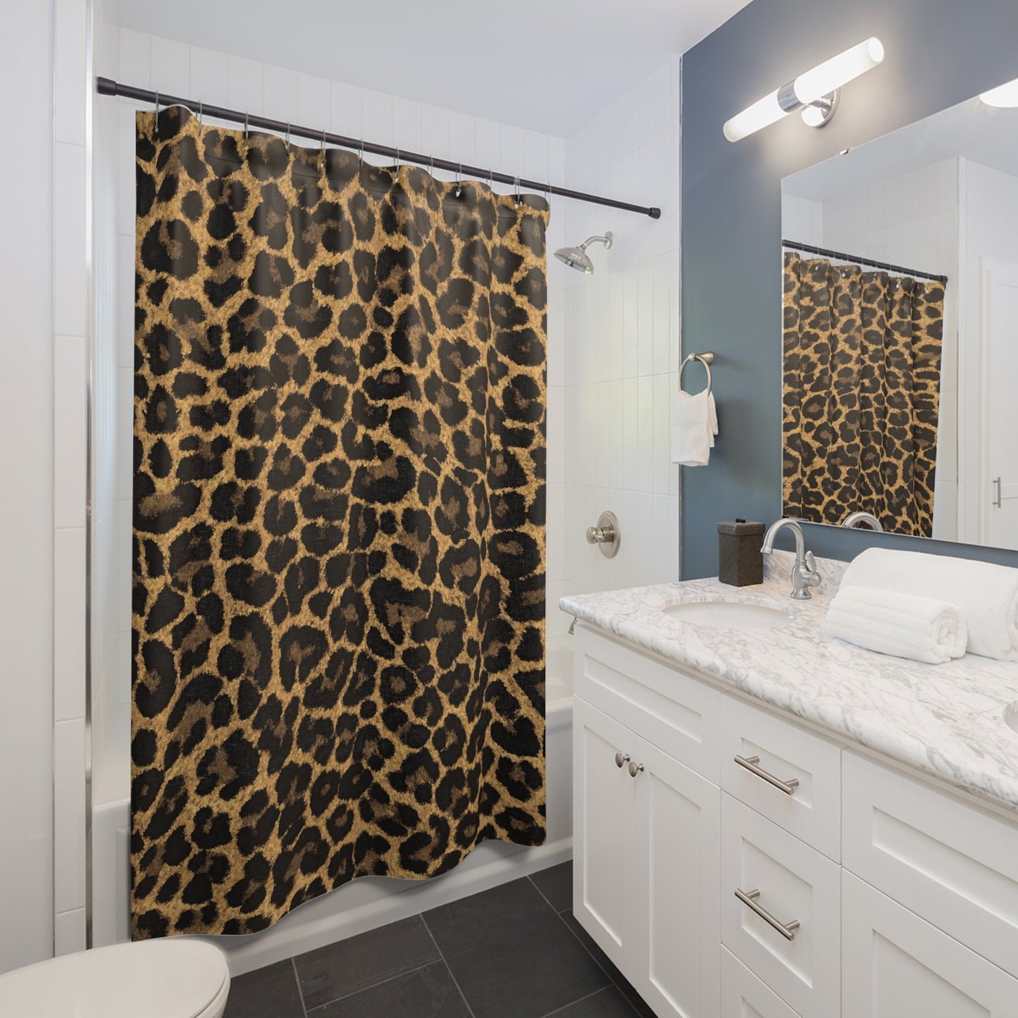 Leopard Print Shower Curtain — Bold Animal Print Bathroom Decor