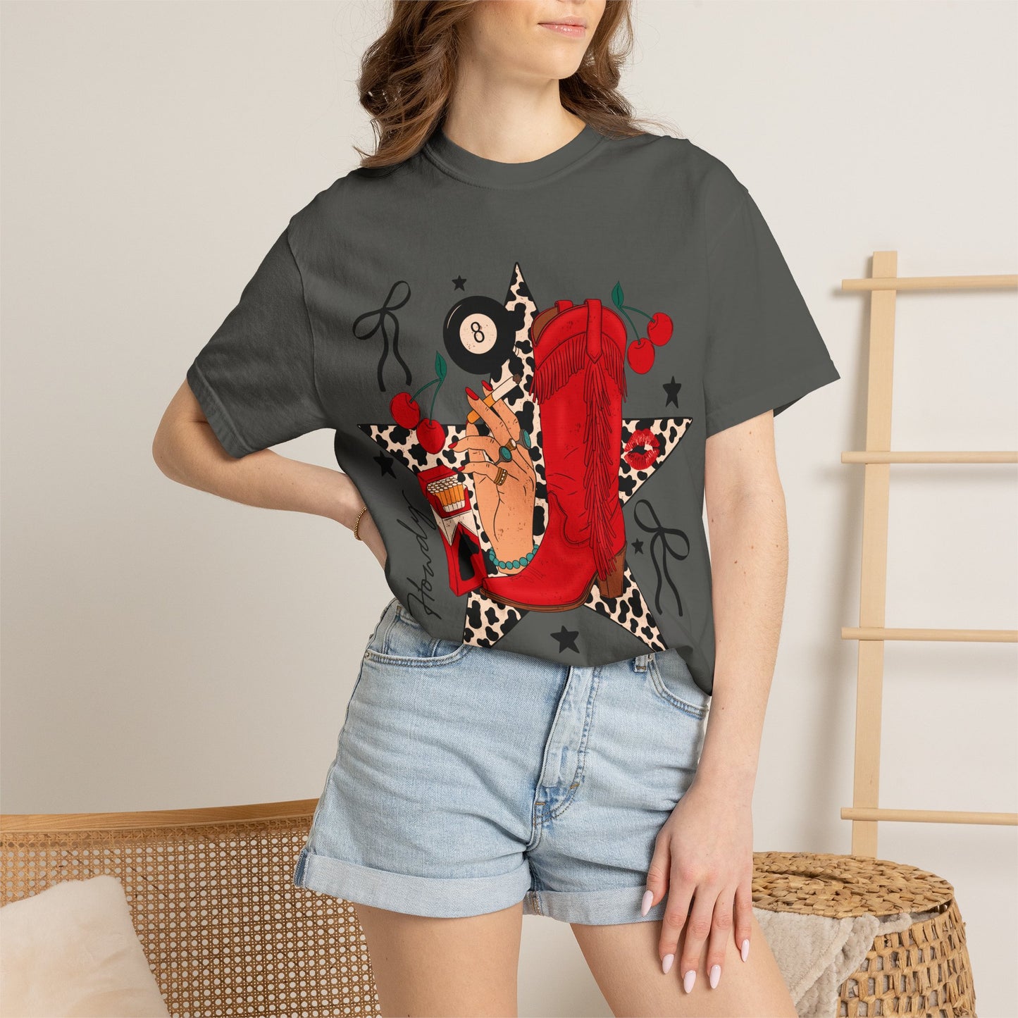 Graphic T-Shirt Cowgirl Boot & Star Design