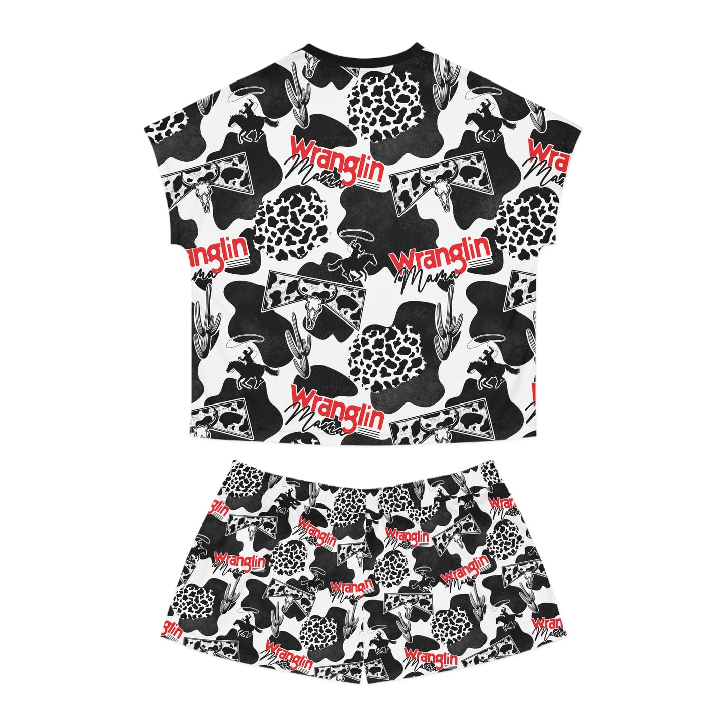 Black & White Cowgirl Pattern "Wranglin" Short PJ Set