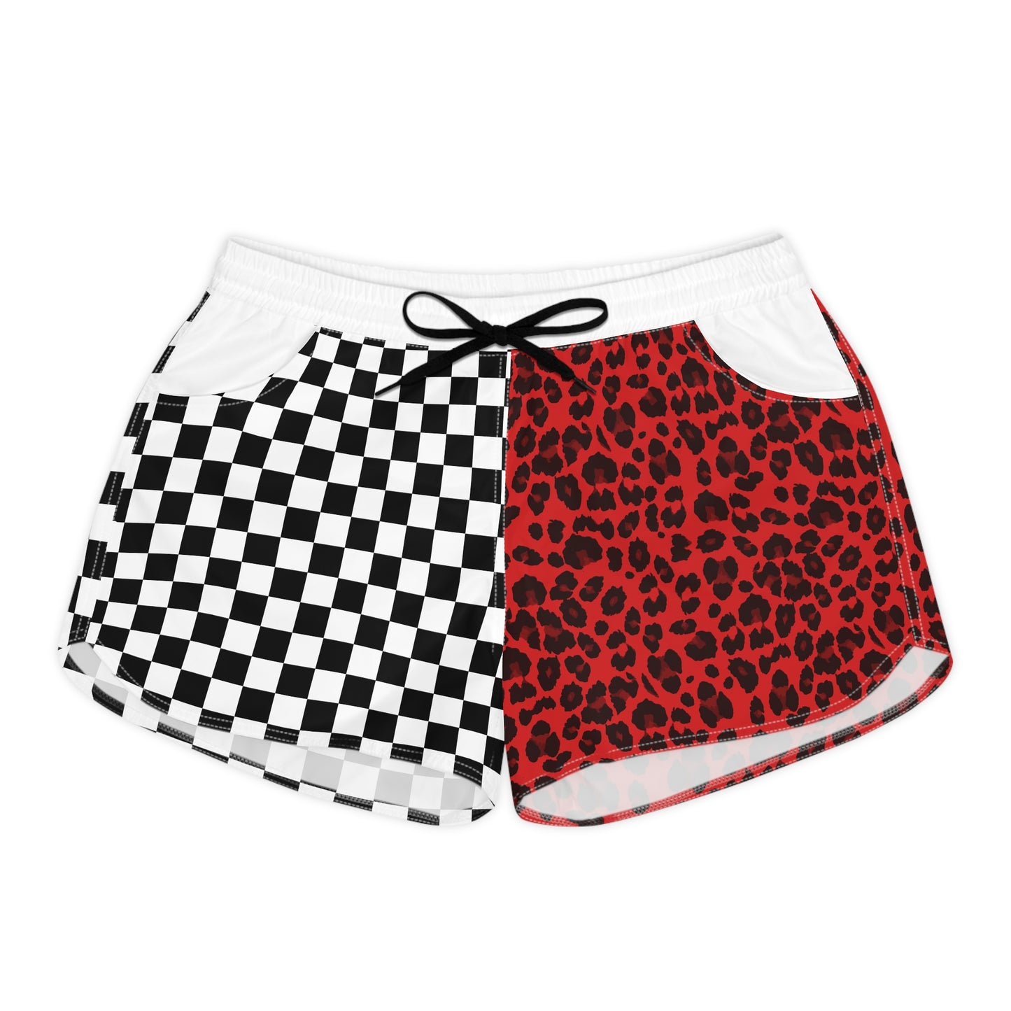 Checkerboard & Red Leopard Women's Casual Shorts