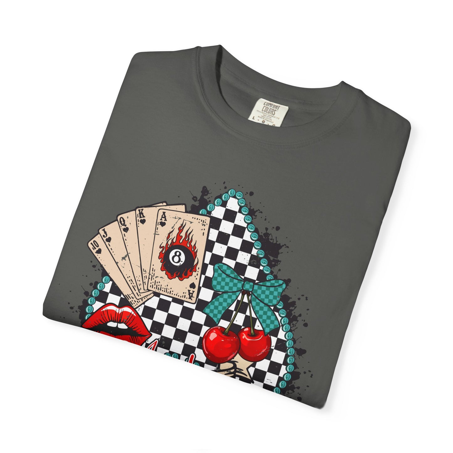 Retro Checkerboard Cherry & Cards Graphic Tee