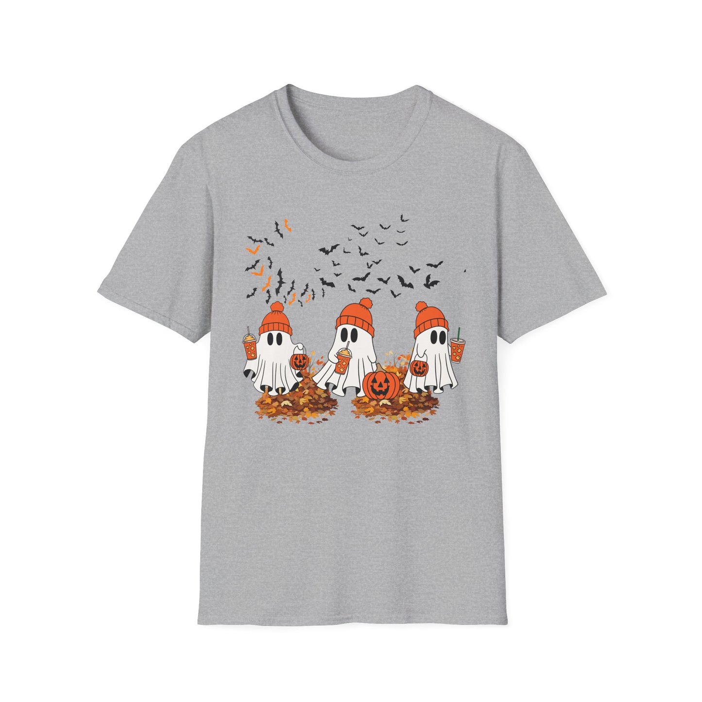 Cute Halloween Ghosts T-Shirt — Pumpkin Patch & Bats Fall Tee