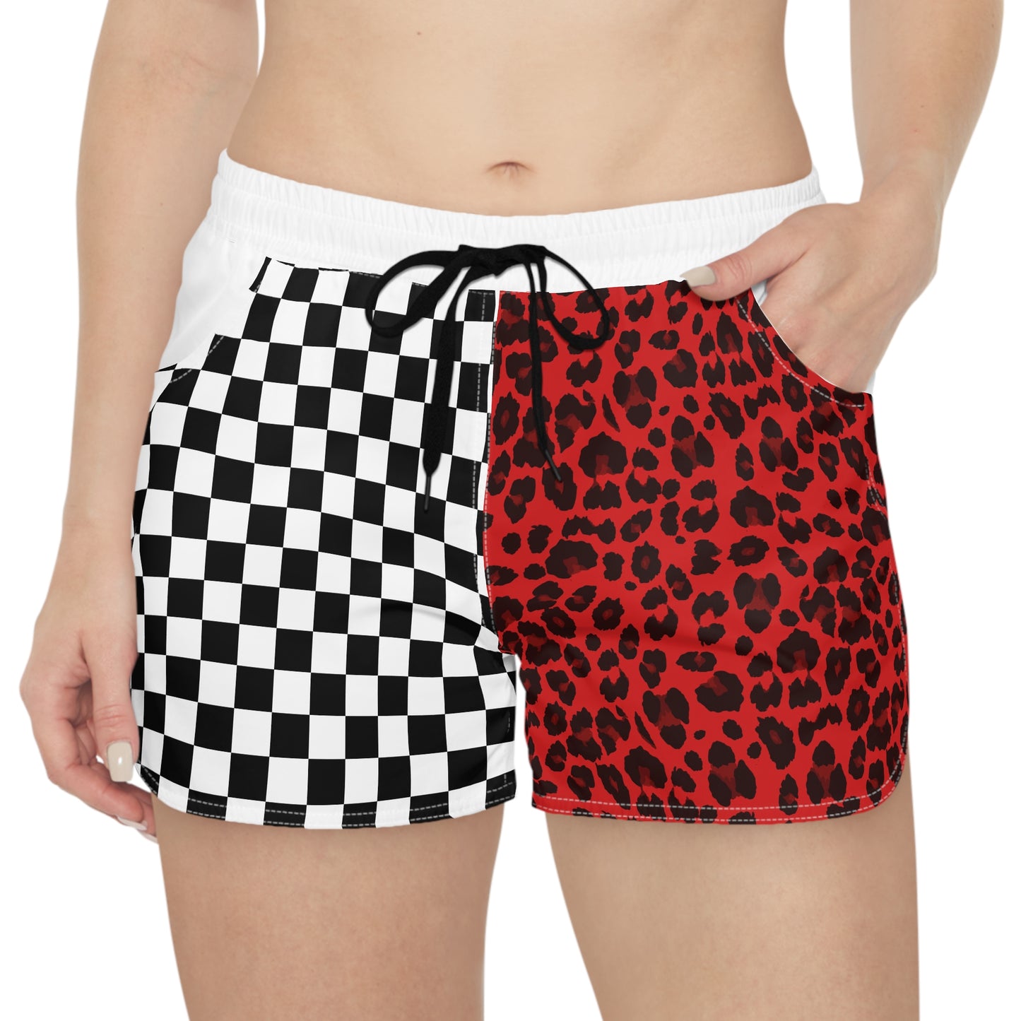 Checkerboard & Red Leopard Women's Casual Shorts