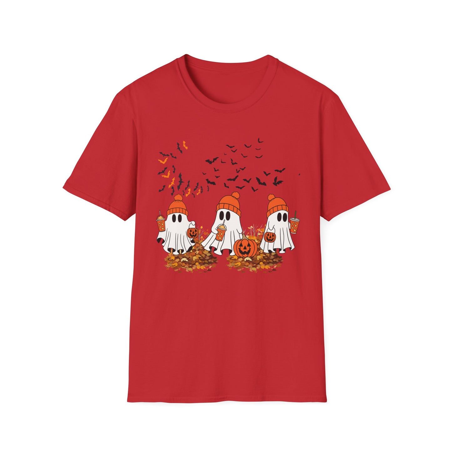 Cute Halloween Ghosts T-Shirt — Pumpkin Patch & Bats Fall Tee