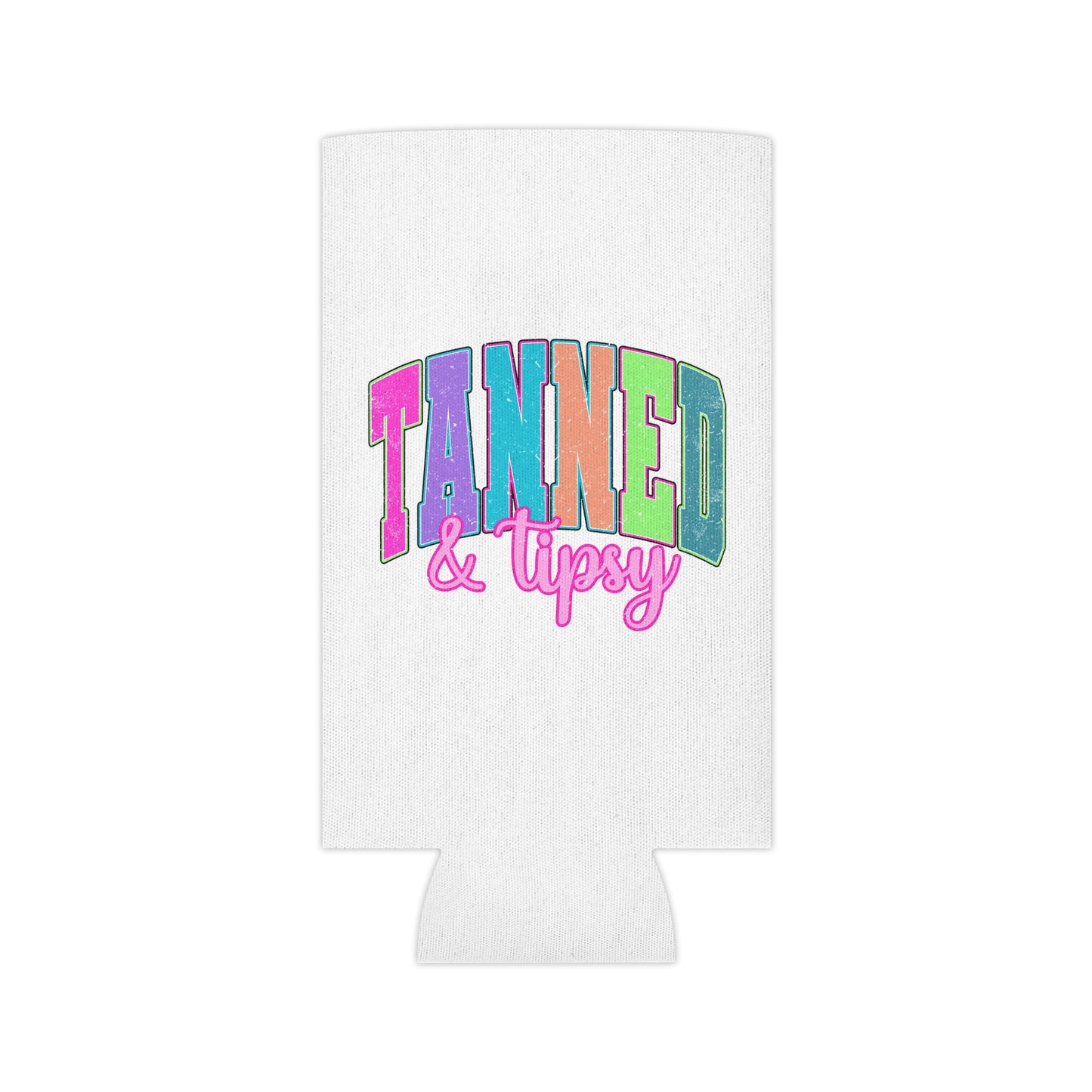 Can Cooler - "Tanned & Tipsy" Colorful Beach Can Koozie