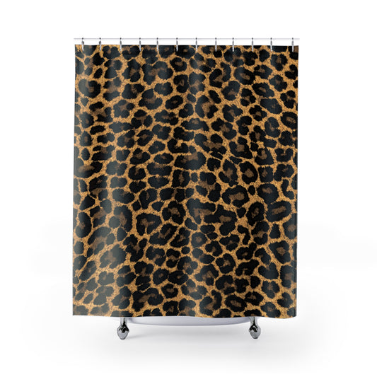 Leopard Print Shower Curtain — Bold Animal Print Bathroom Decor