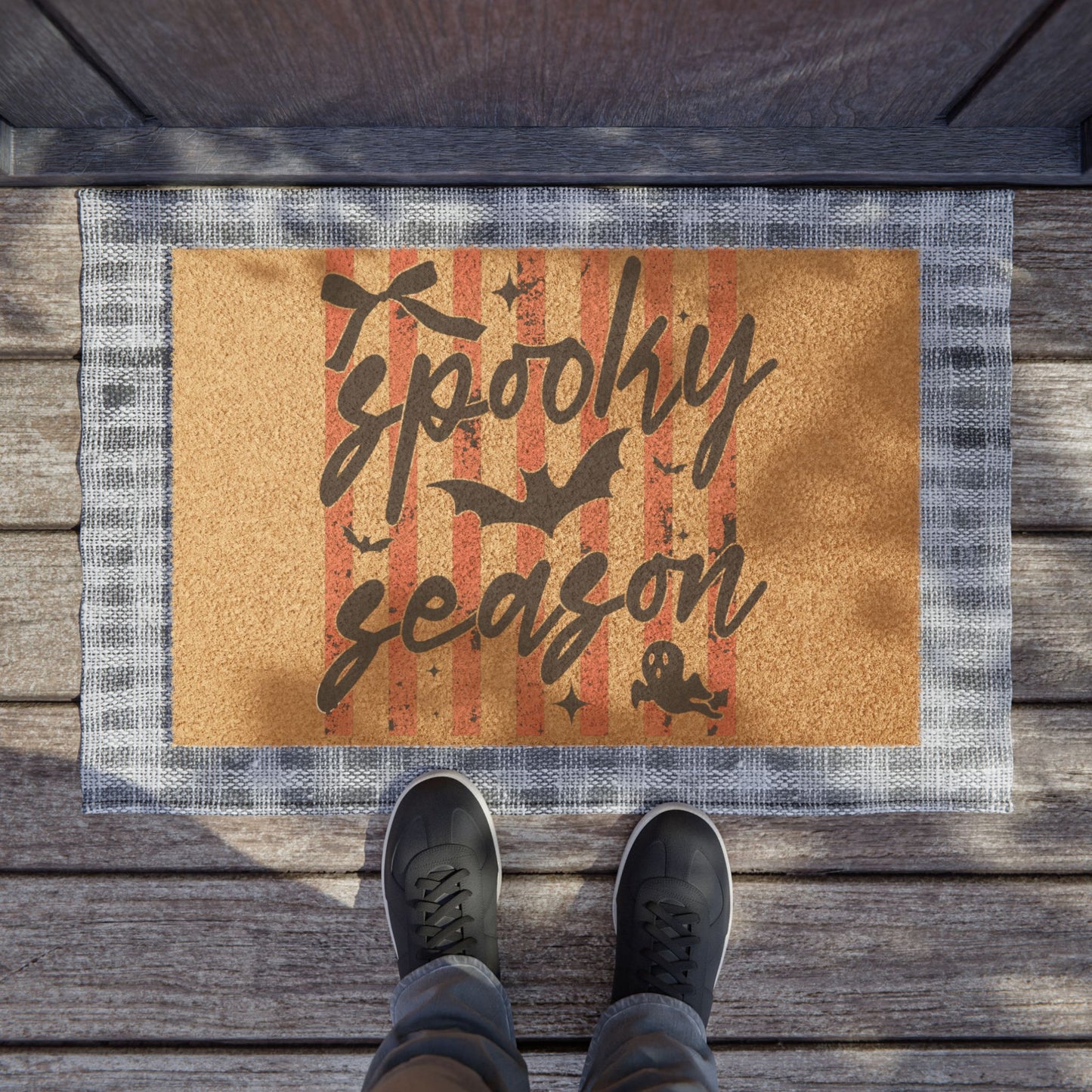 Spooky Season Doormat — Halloween Welcome Mat with Bats & Ghosts