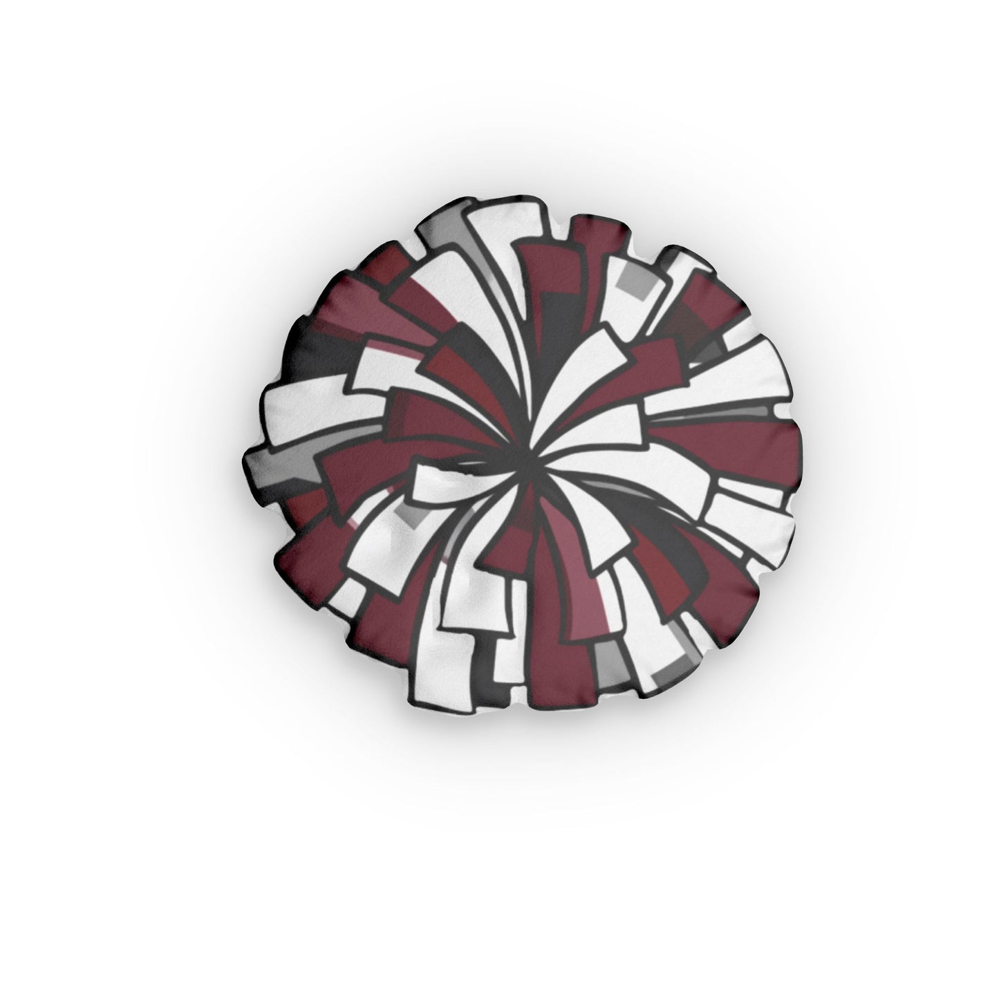Maroon & White Swirl Cheer Pom-Pom Design