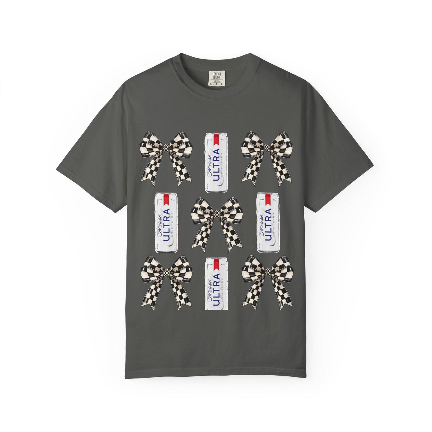 Checkered Bow & Can Graphic T-Shirt