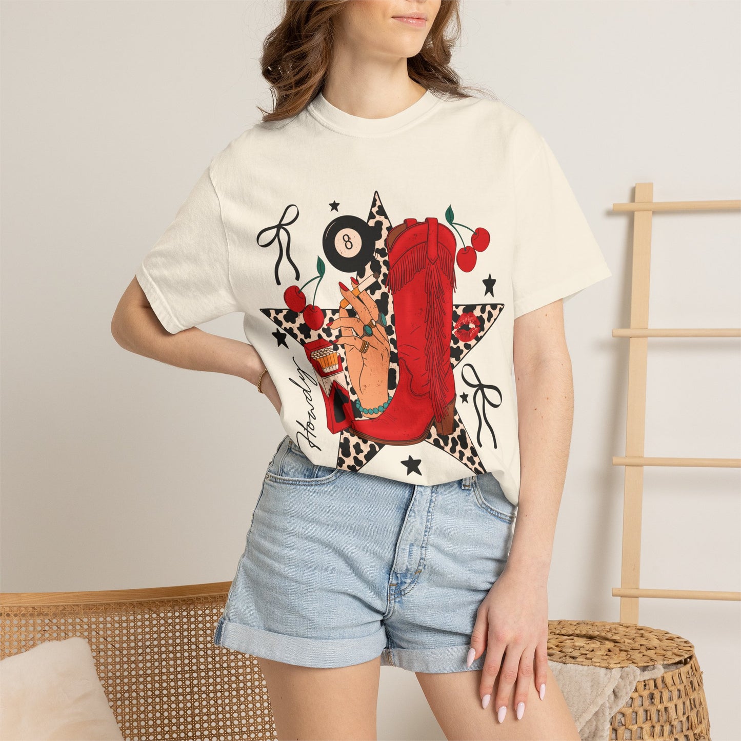 Graphic T-Shirt Cowgirl Boot & Star Design