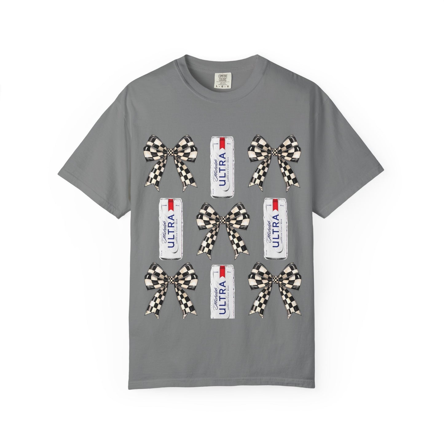 Checkered Bow & Can Graphic T-Shirt