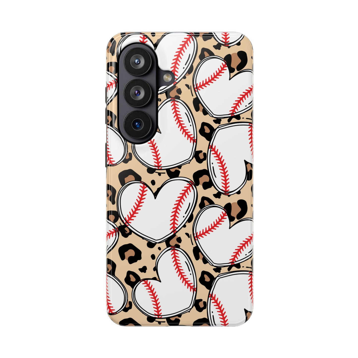 Leopard Baseball Heart Tough Phone Case