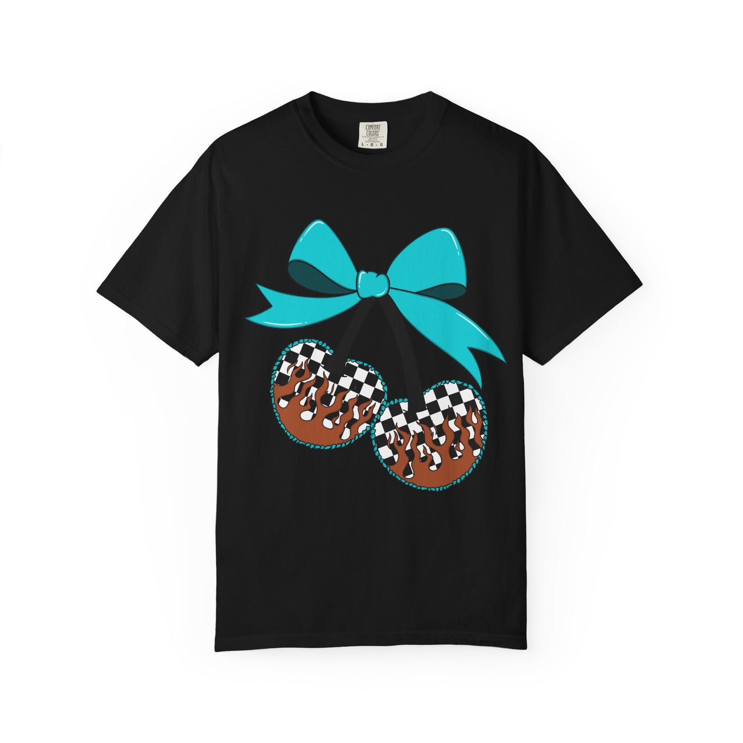 Checkerboard Cherries Cute Bow Graphic Tee