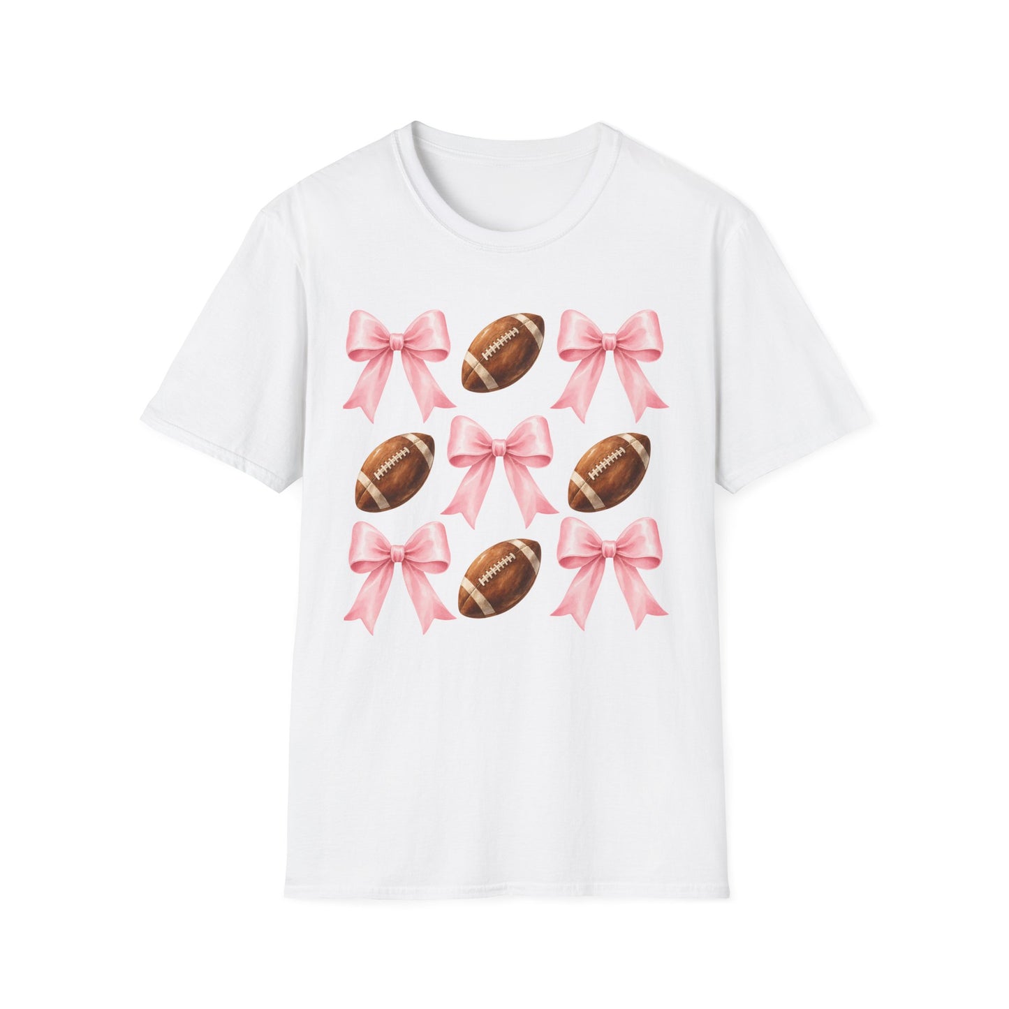 Pink Bow Football Tee — Cute Football Mom T‑Shirt for Game Day