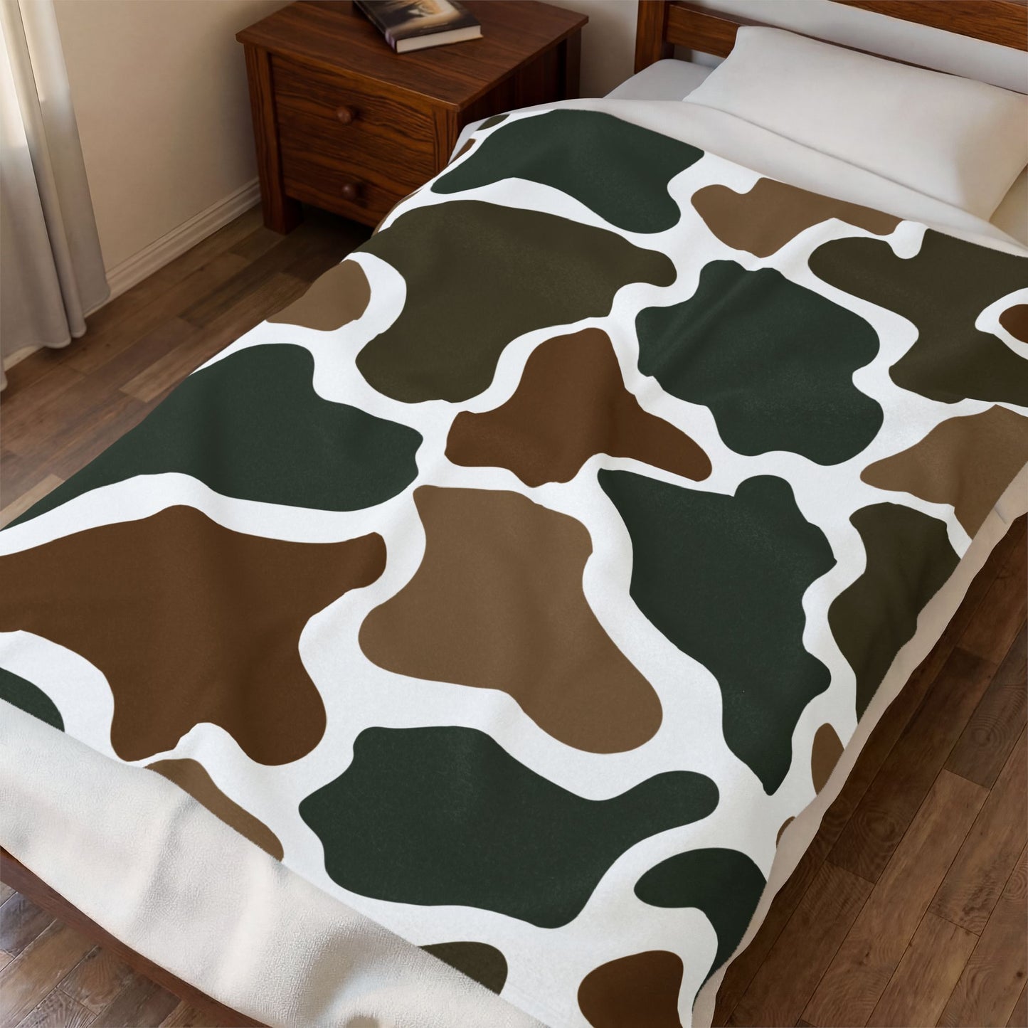 Cozy Green & Brown Camo Throw