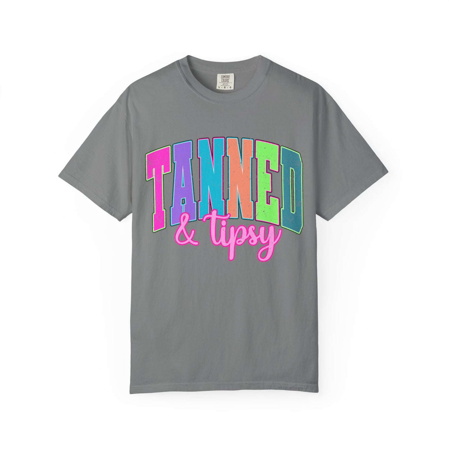 "Tanned & Tipsy" Colorful Beach Graphic Tee