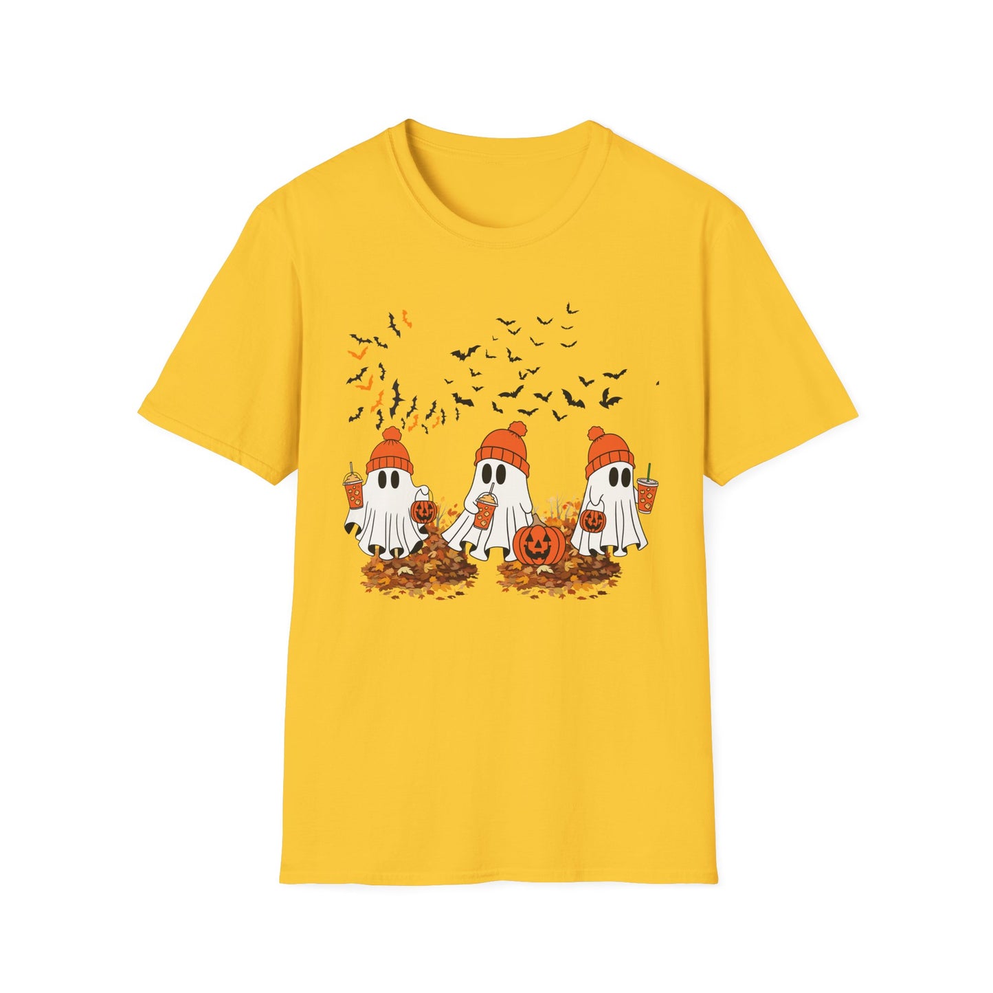 Cute Halloween Ghosts T-Shirt — Pumpkin Patch & Bats Fall Tee